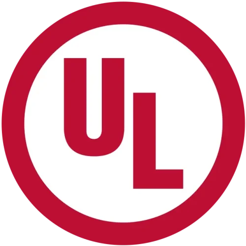 Red "UL" certification mark within red circle on white background, indicating UL 1973 safety standard compliance for lithium battery energy storage systems